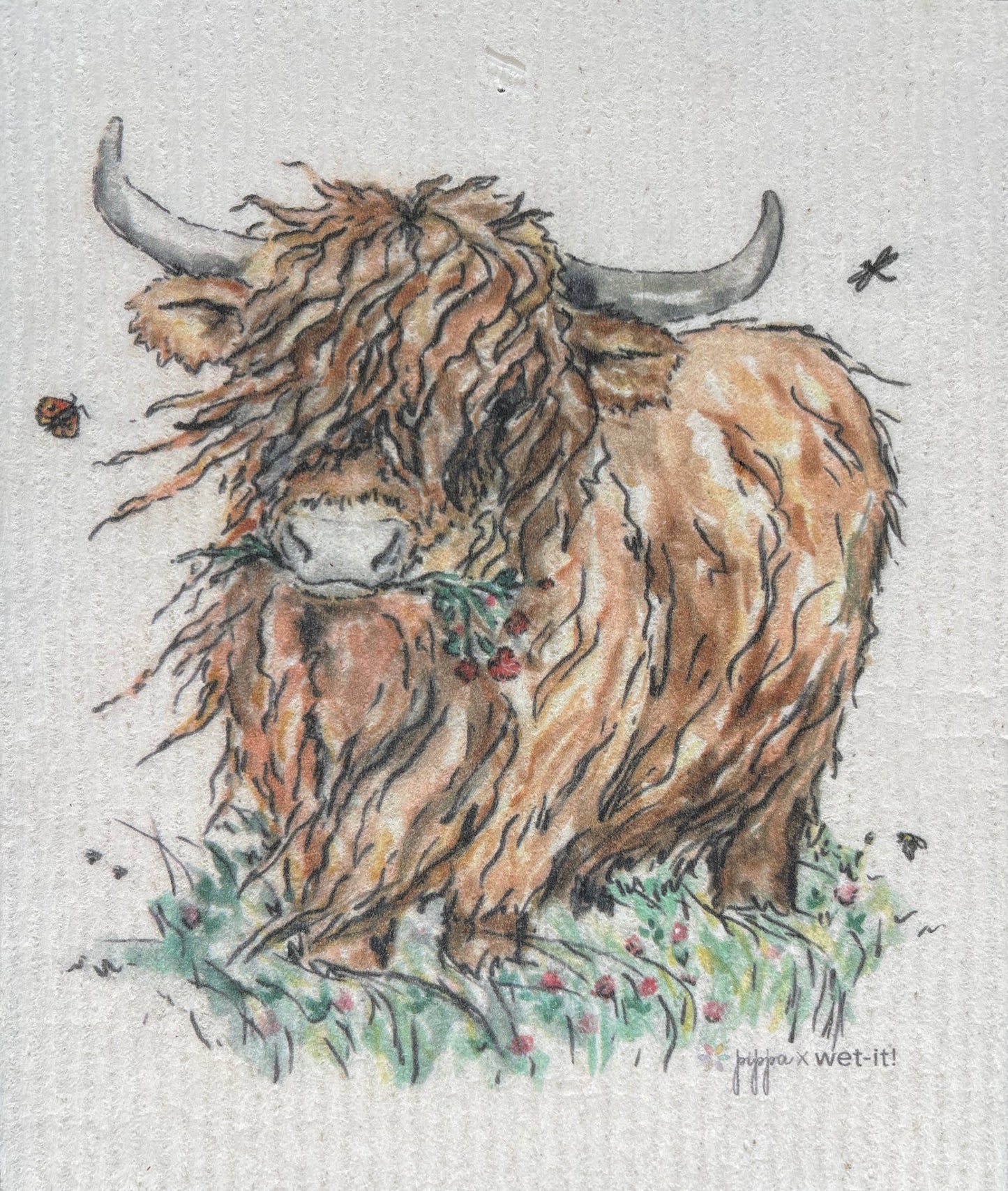 Wet-it! Swedish Cloth - Highland Cow 6.75in.x8in.