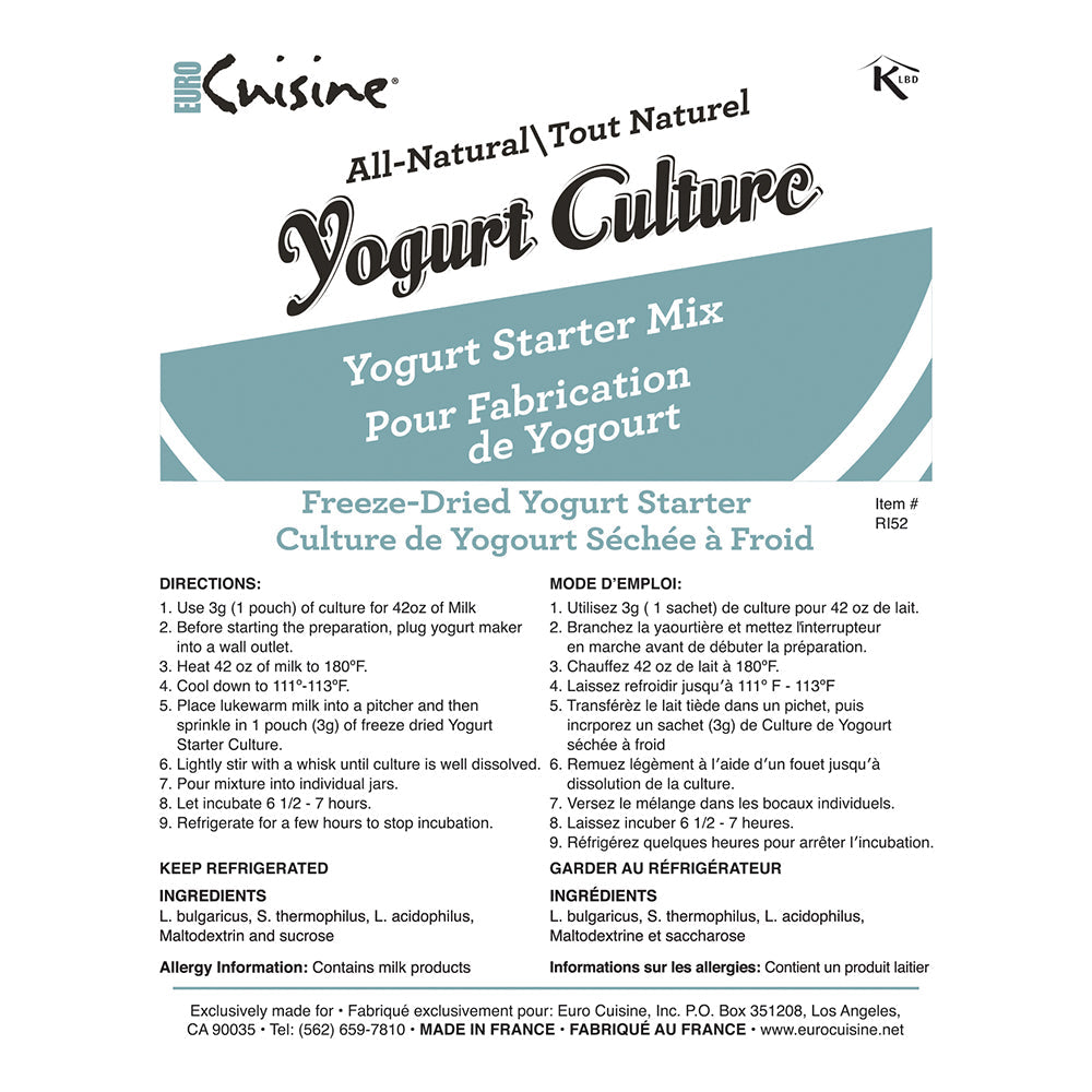 Euro Cuisine Yogurt Starter 10-5g Packets