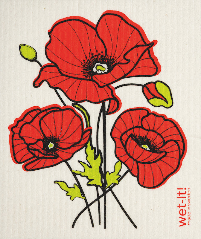 Wet-it! Swedish Cloth - Poppy Flower 6.75in.x8in.