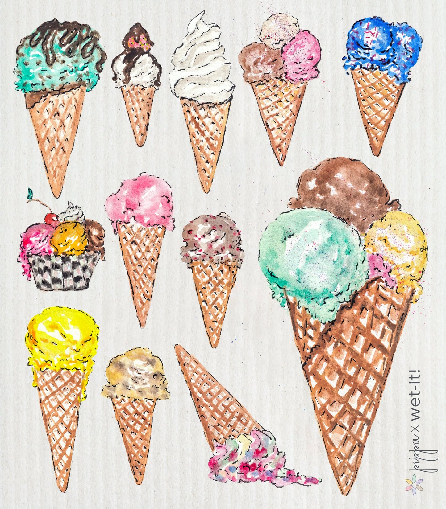 Wet-it! Swedish Cloth - Ice Cream Cones 6.75in.x8in.