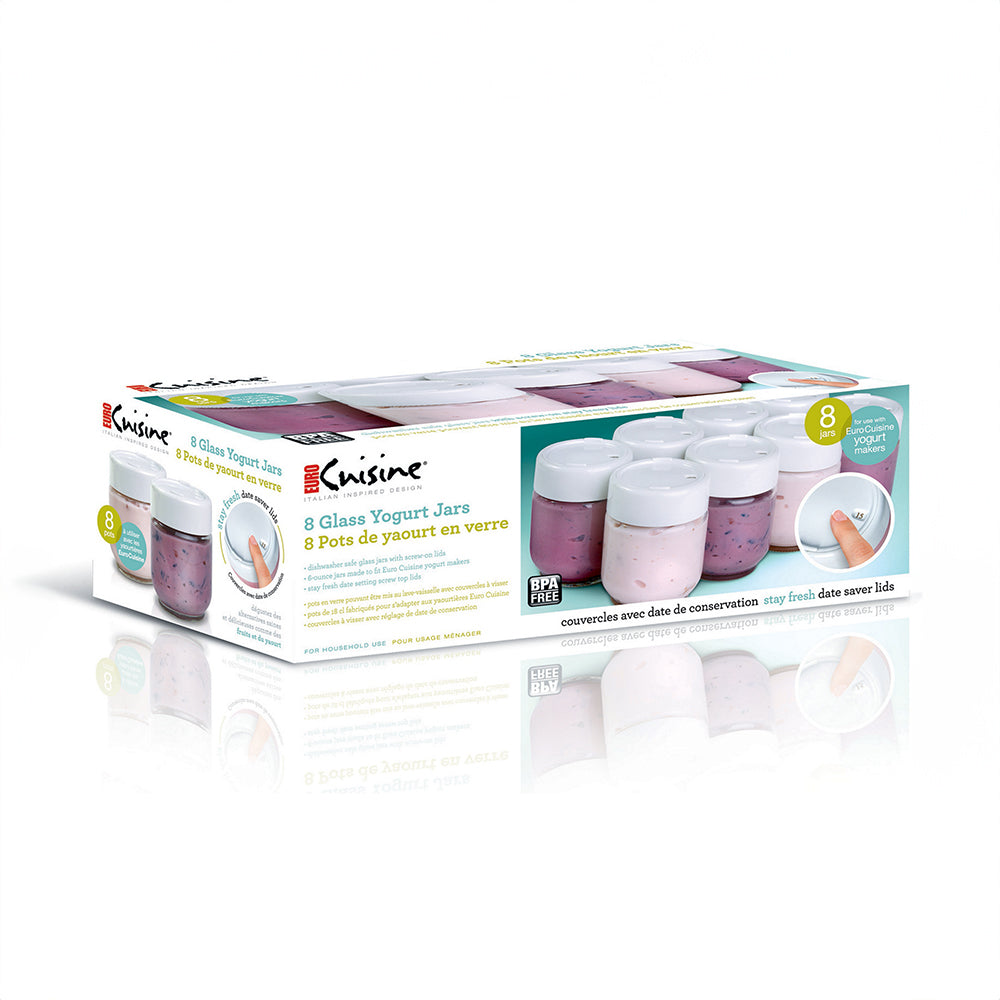Euro Cuisine- Dated Yogurt Jars (Set of 8) For Model YMX650