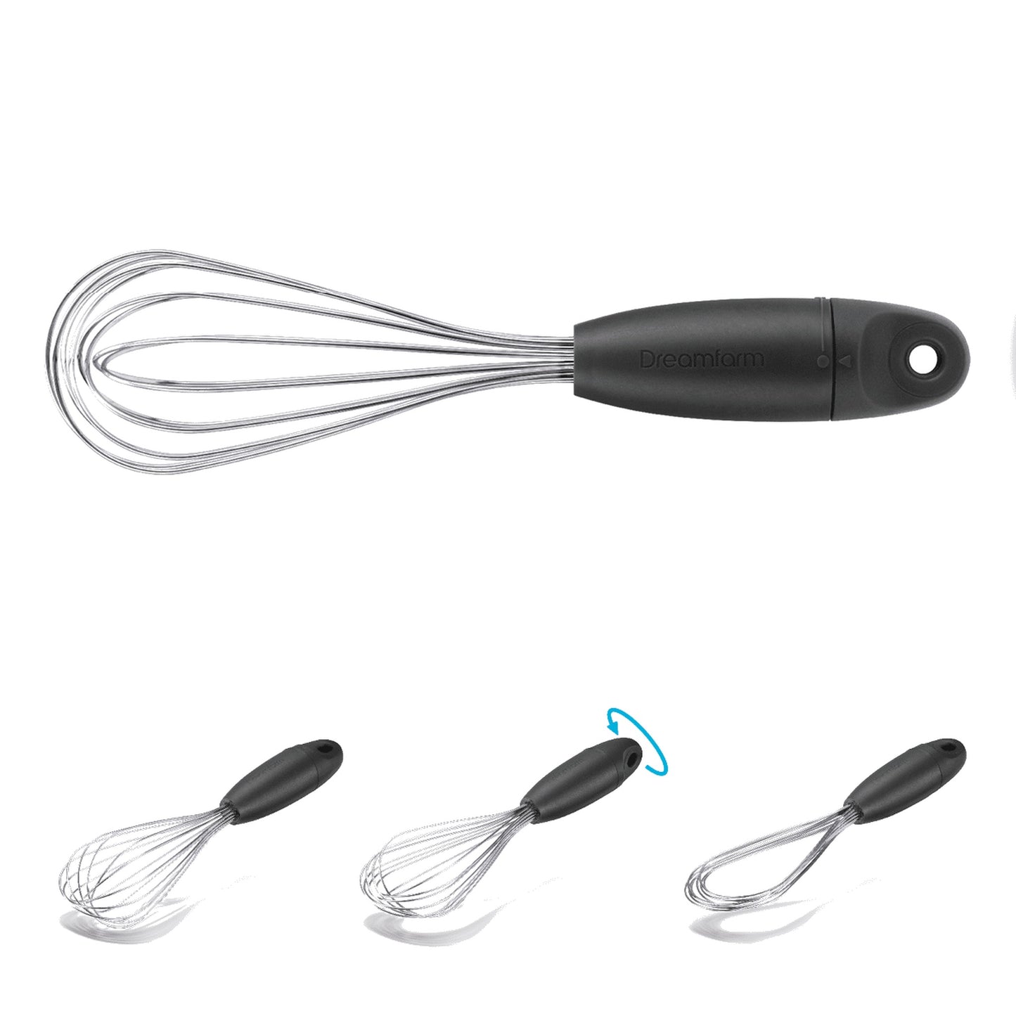 Mini Flisk - Fold Flat Balloon Whisk - Black