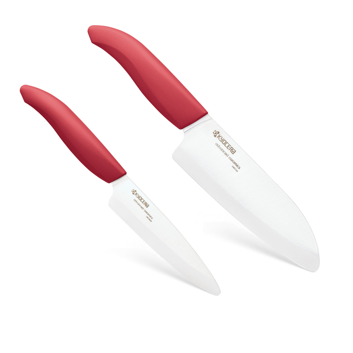 Ceramic Knife Gift Set: 3 inch Paring 5.5 inch Santoku With Red Handles