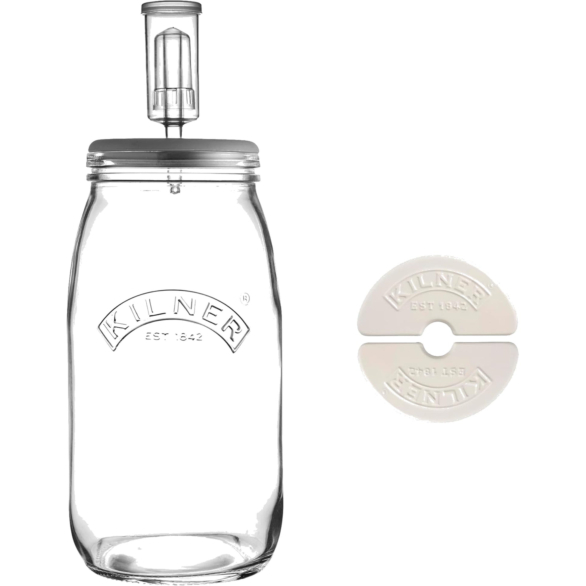 Kilner Fermentation Set 102 oz. (3L) Jar with Bubbler