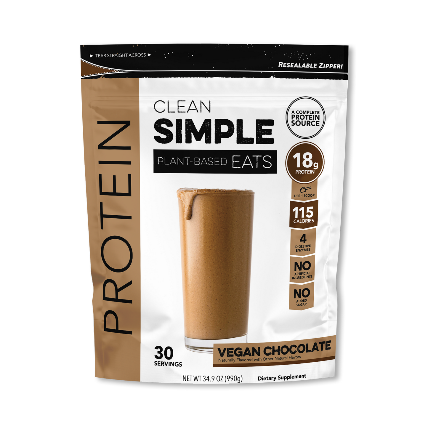 CSE - Vegan Chocolate Protein Powder - 30 servings bag