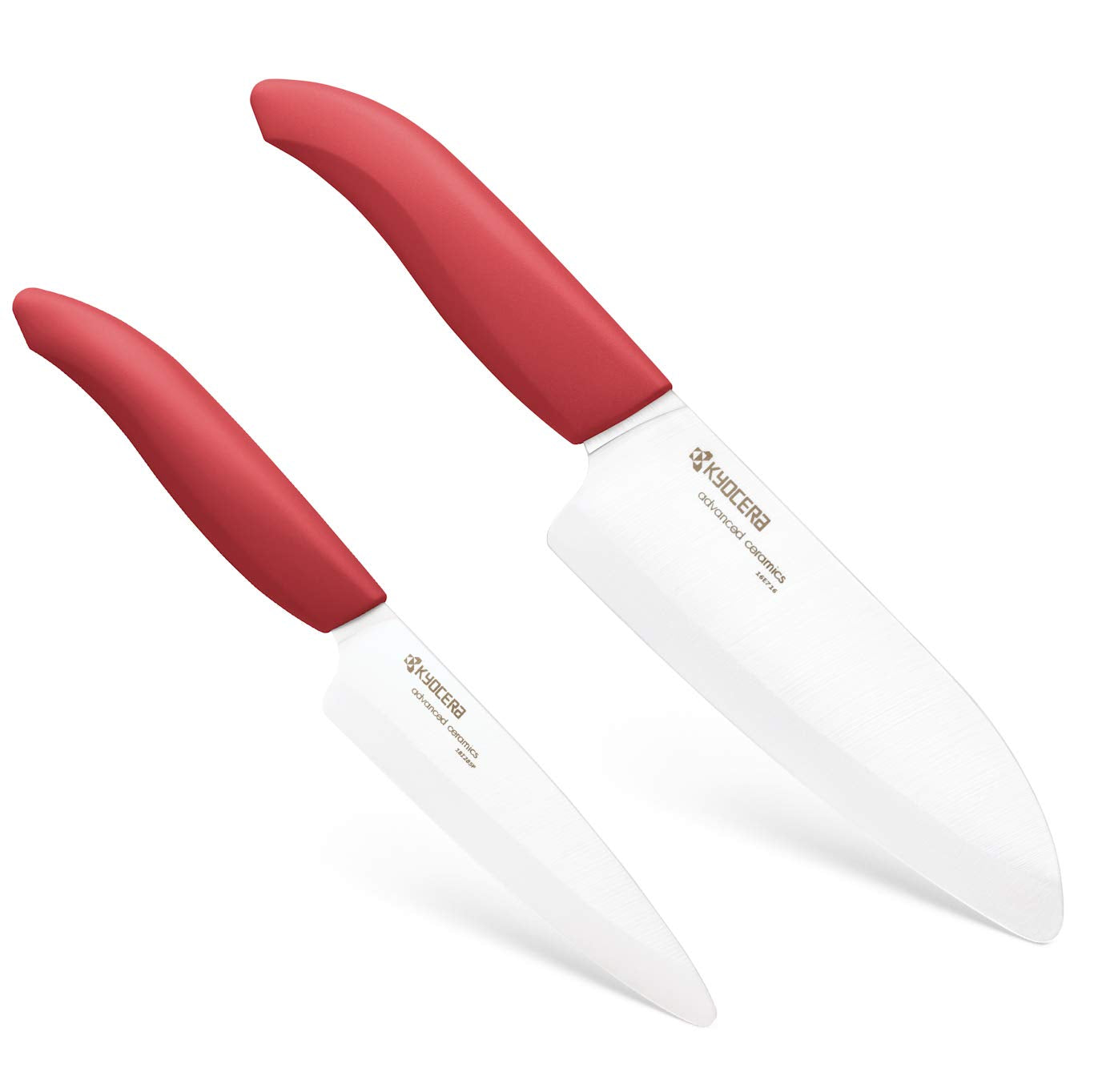 Ceramic Knife Gift Set: 3 inch Paring 5.5 inch Santoku With Red Handles