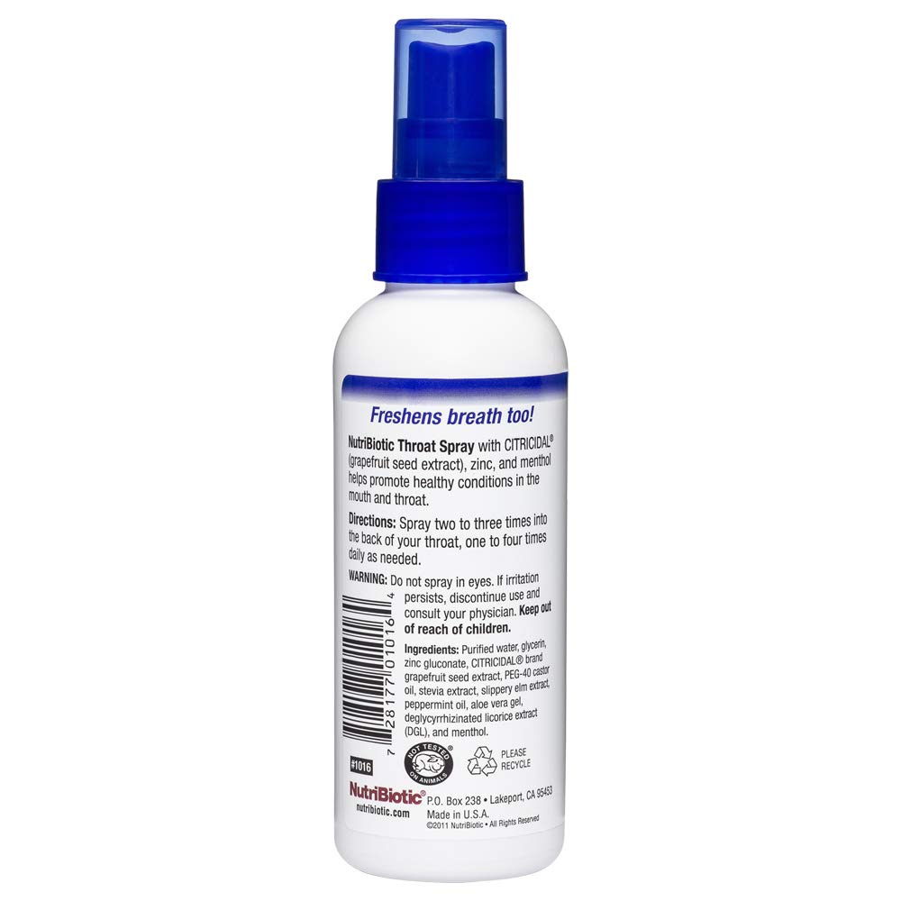 Nutribiotic First Aid Throat Spray with Zinc & GSE 4oz.