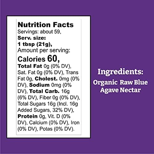 Org. Raw Blue Agave Nt Wt 44 oz. Bottle