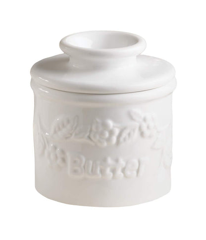 Butter Bell Crock White Raised Floral