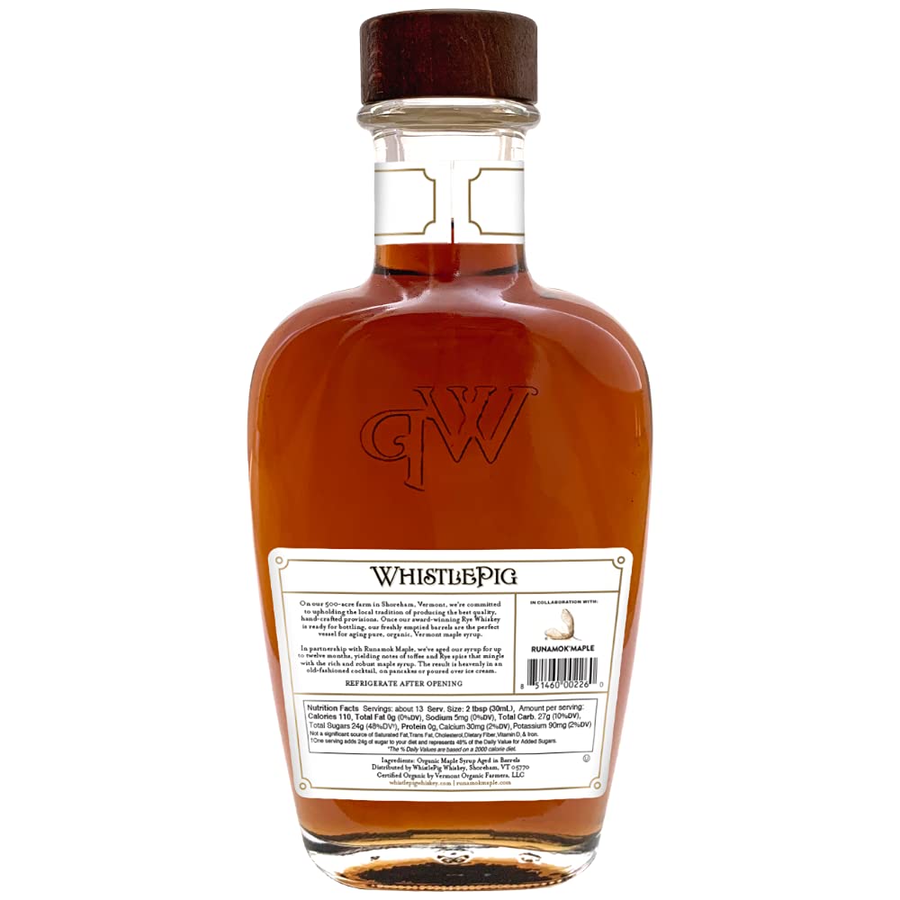 WhistlePig Rye Whiskey Barrel-Aged Organic Maple Syrup 12.7 fl. oz. - 375ml