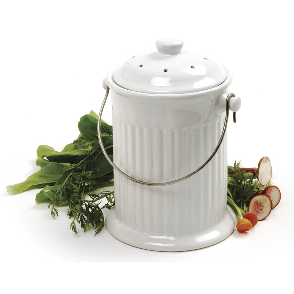 Ceramic Compost Crock WHITE