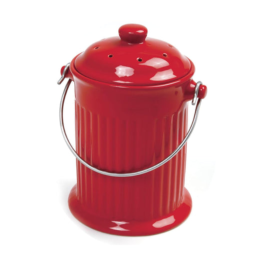 Ceramic Compost Crock RED
