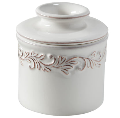 Butter Bell Crock White Linen Antique