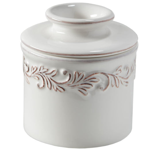 Butter Bell Crock White Linen Antique
