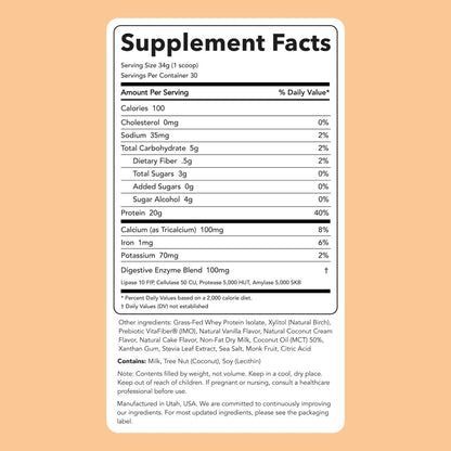 CSE - Coconut Cream Protein Powder - 30 serving bag