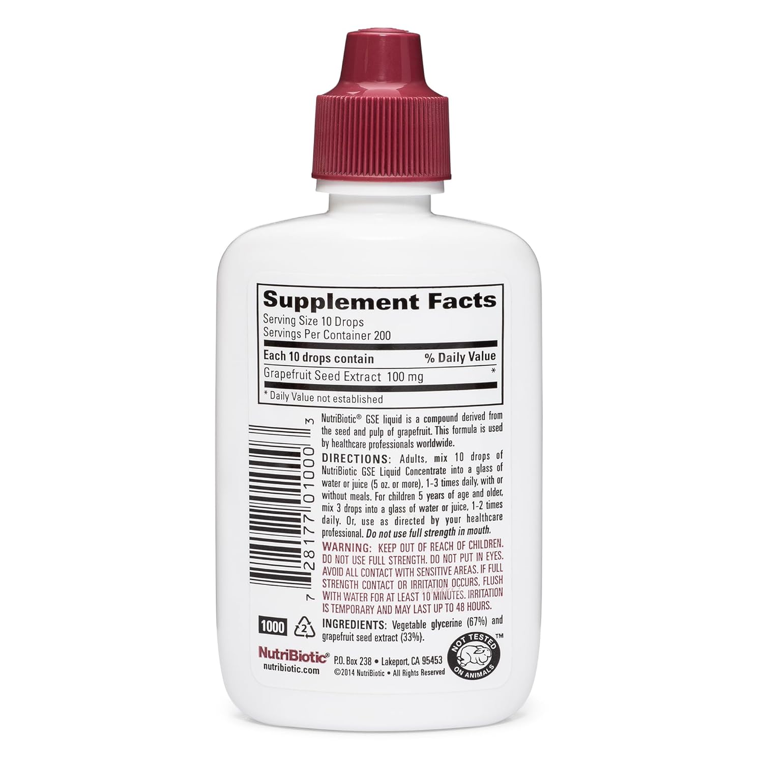 Nutribiotic Grapefruit Seed Extract Liquid Concentrate 2oz.