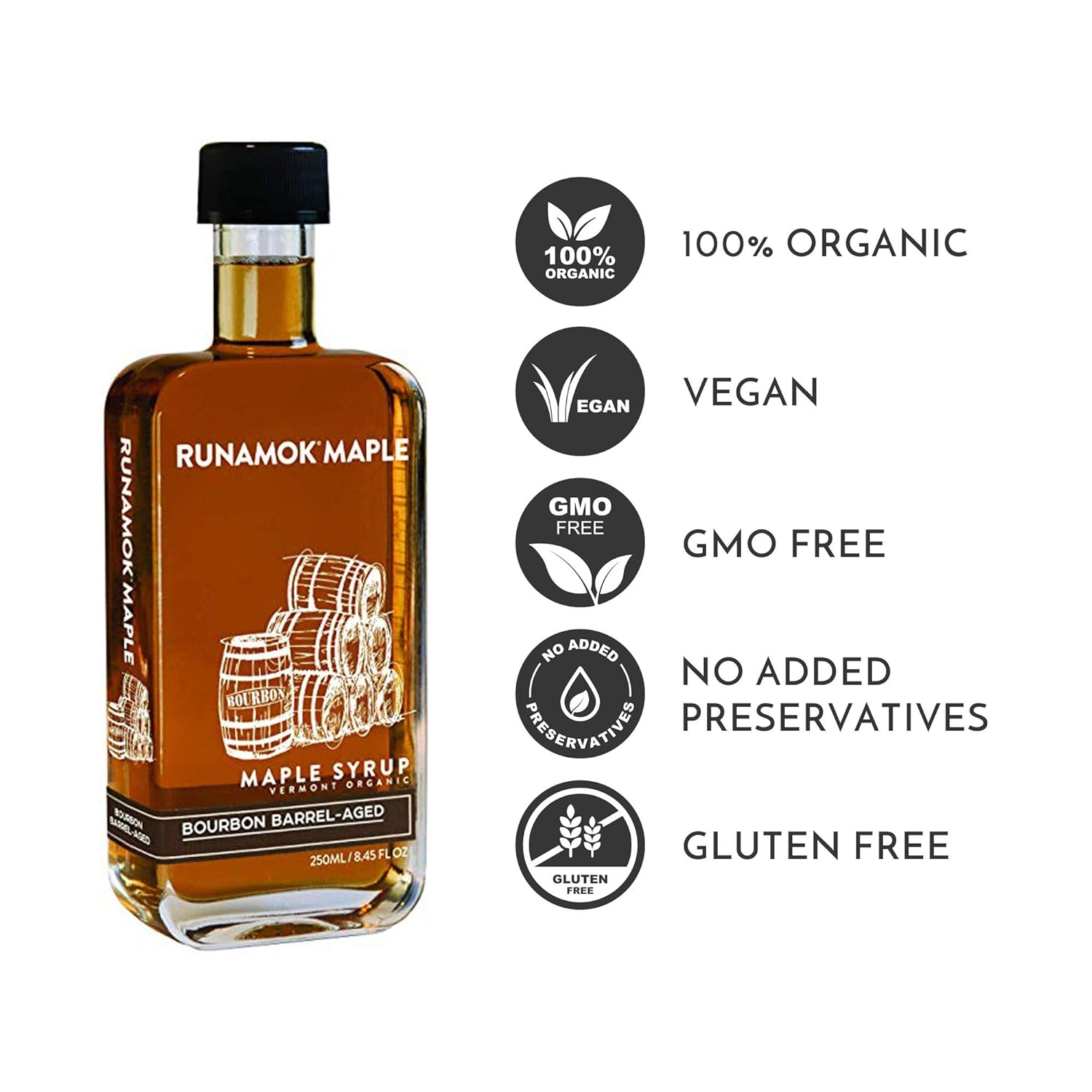Bourbon Barrel - Aged Organic Maple Syrup 8.45 fl. oz. -250ml