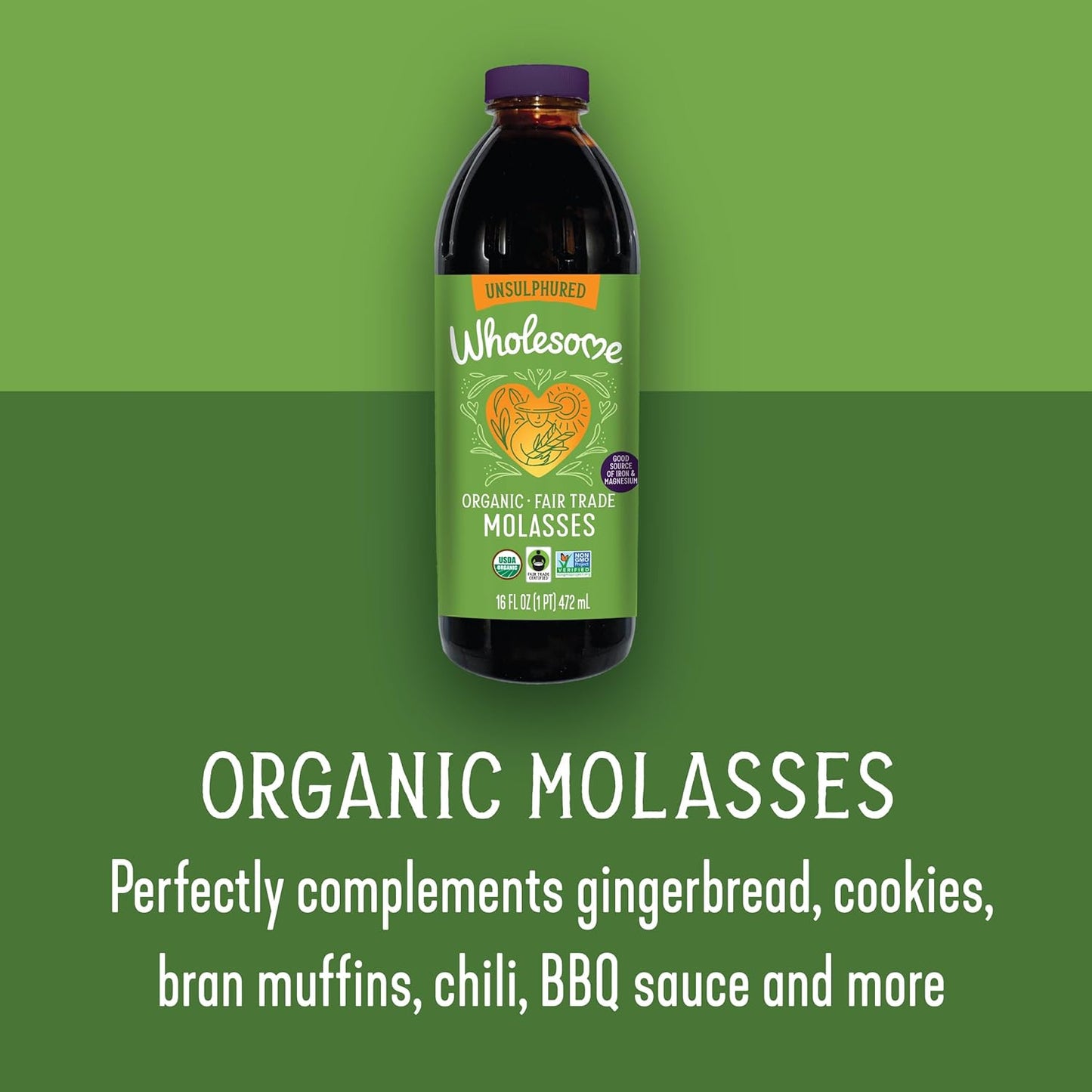Organic Molasses 16 FL Oz Bottle