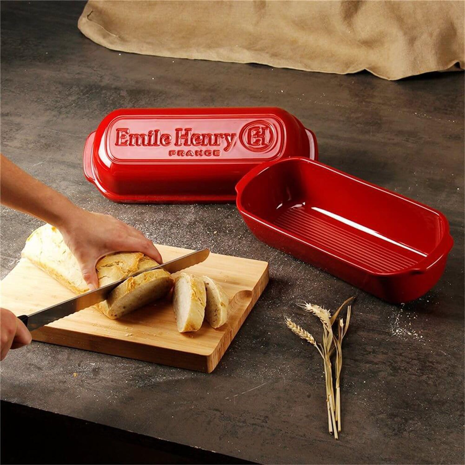 Emile Henry Large Bread Loaf Baker - Burgundy