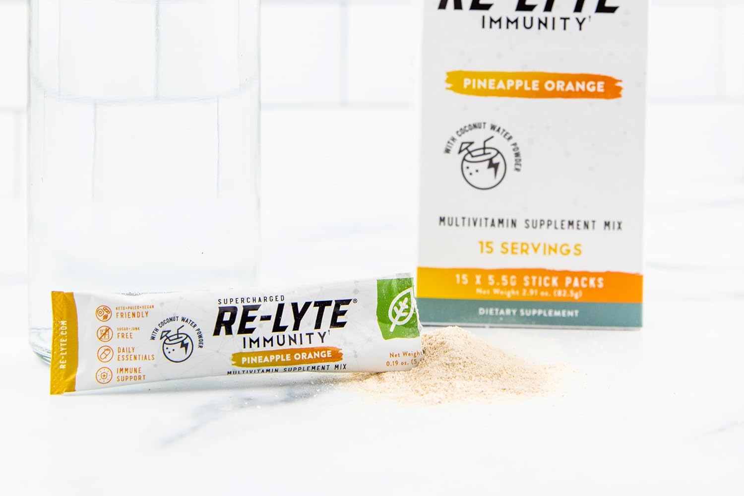 Supercharged Re-Lyte IMMUNITY Drink - Pineapple Orange 15 Stick Box