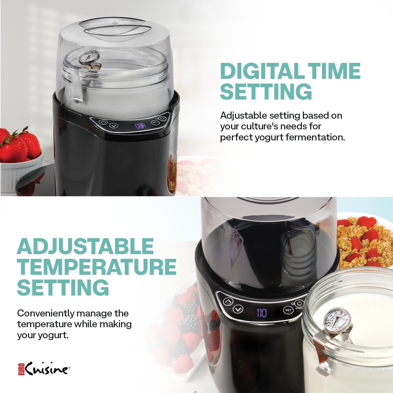 EuroCuisine YM360 Yogurt and Greek Yogurt Maker (Black))
