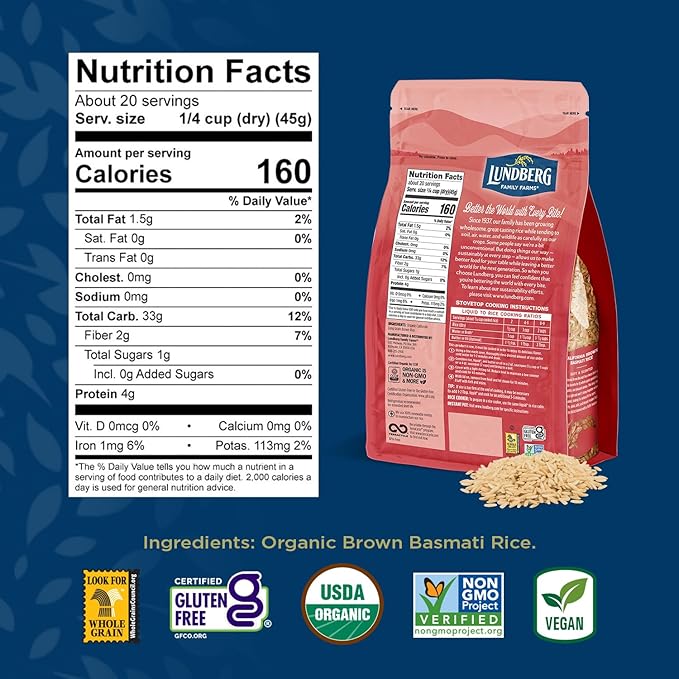 Lundberg ORGANIC California Brown Basmati Rice 2 lb.