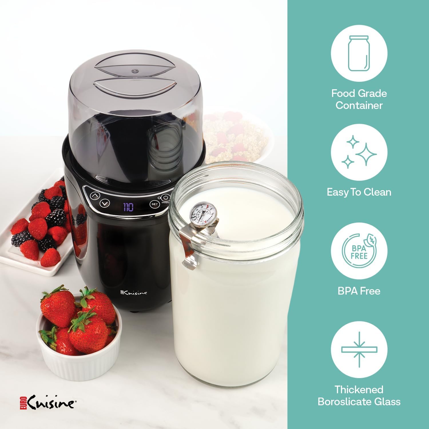 EuroCuisine YM360 Yogurt and Greek Yogurt Maker (Black))