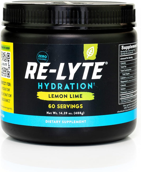 LEMON-LIME Re-Lyte Electrolyte Mix - 14.39 oz jar - 60 Servings