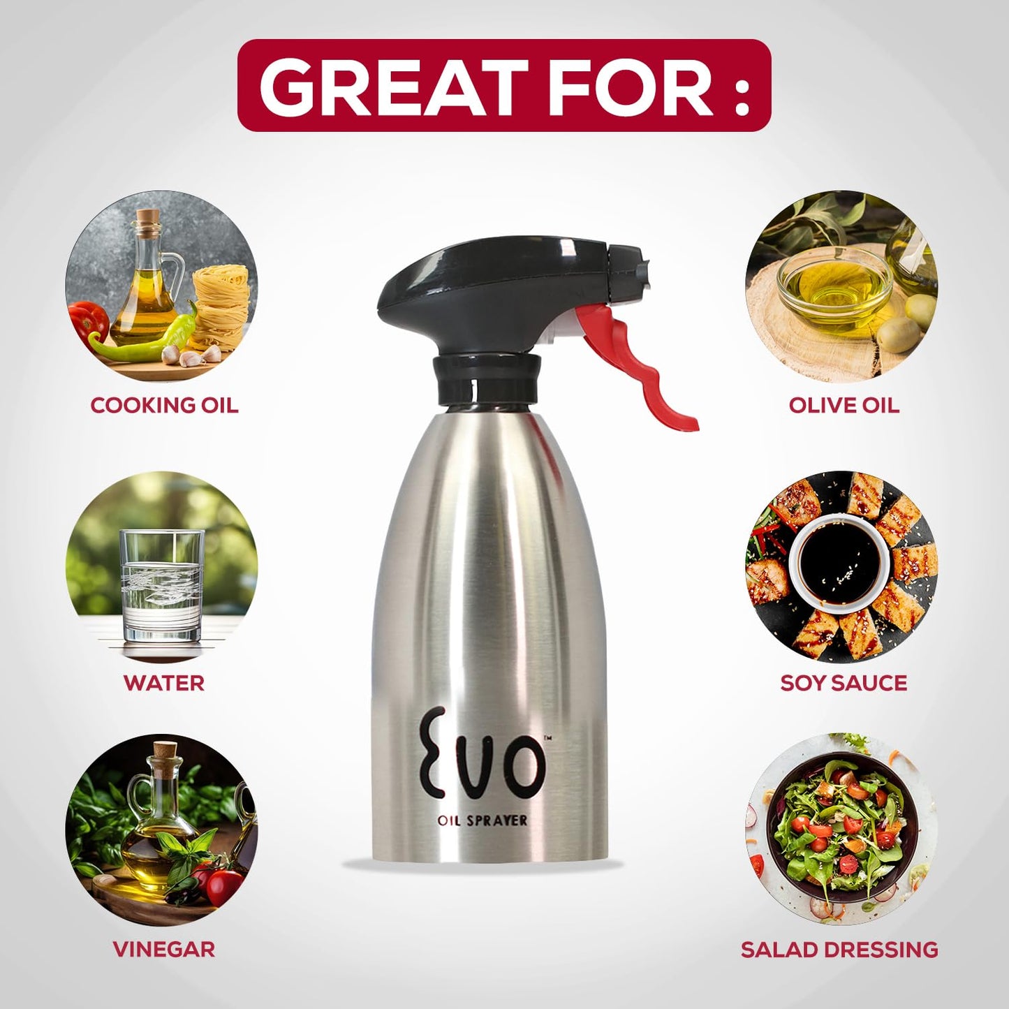 EVO Oil Grey Stainless Steel Spray Bottle - 16oz.