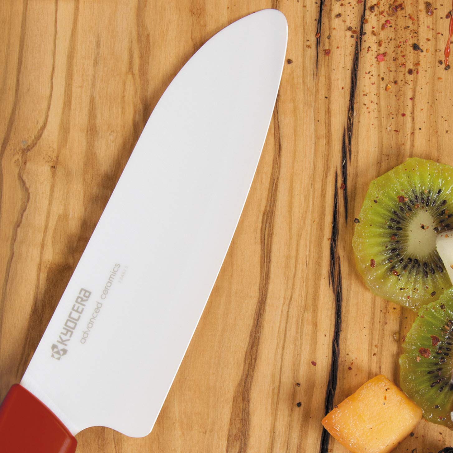Ceramic Knife Gift Set: 3 inch Paring 5.5 inch Santoku With Red Handles