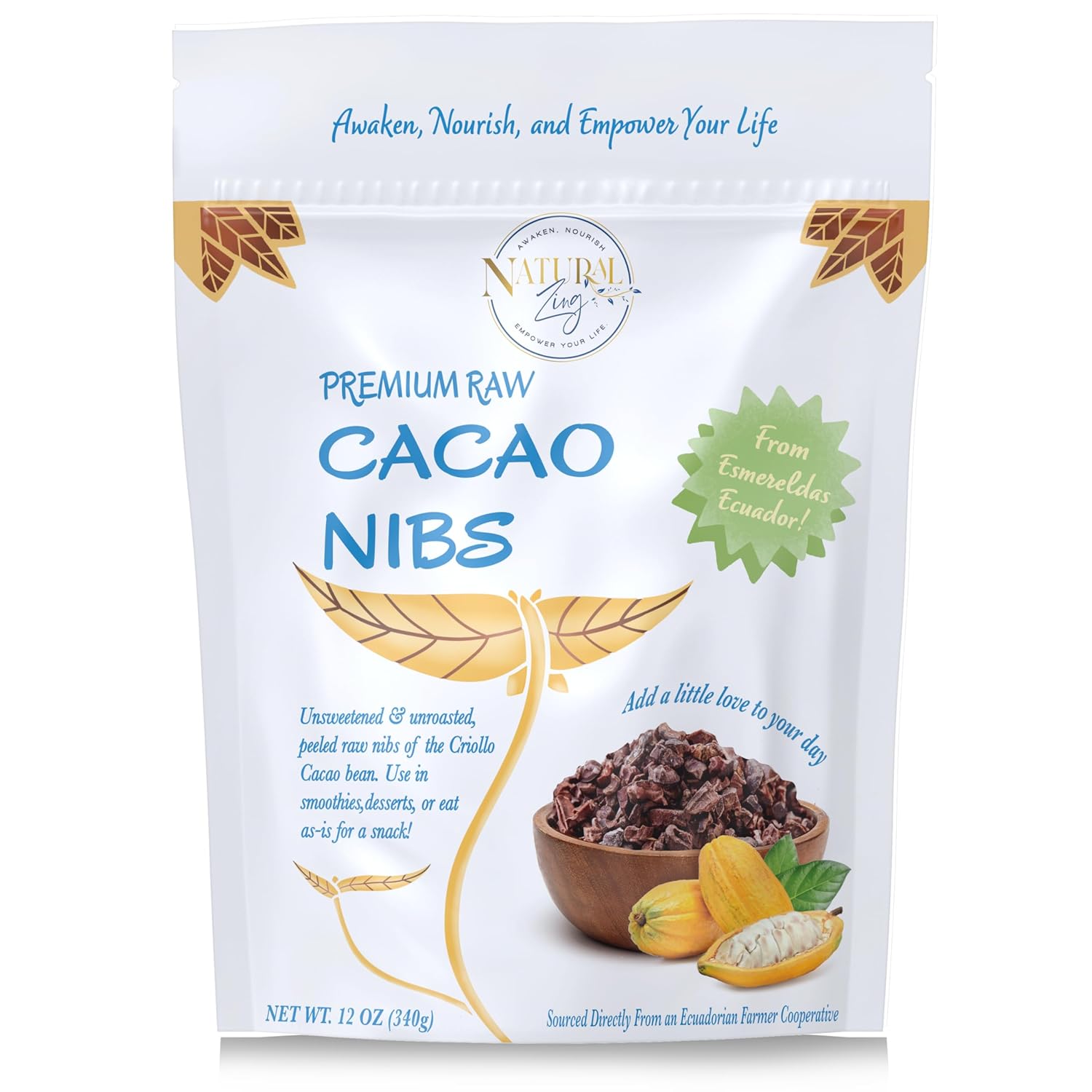 Cacao, Raw Organic Nibs 12oz.