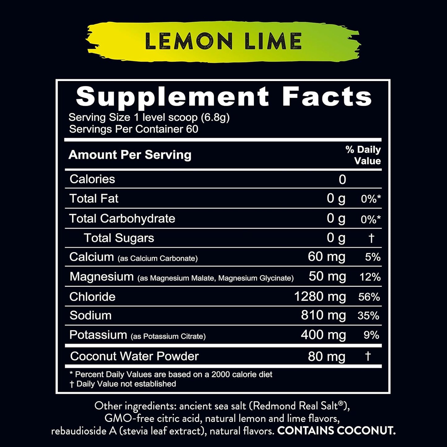 LEMON-LIME Re-Lyte Electrolyte Mix - 14.39 oz jar - 60 Servings