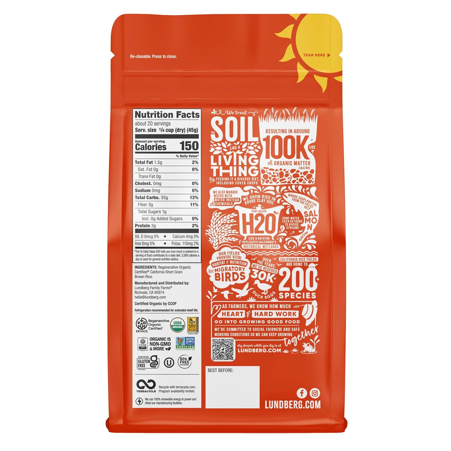 Lundberg ORGANIC Short Brown Rice 2 lb.