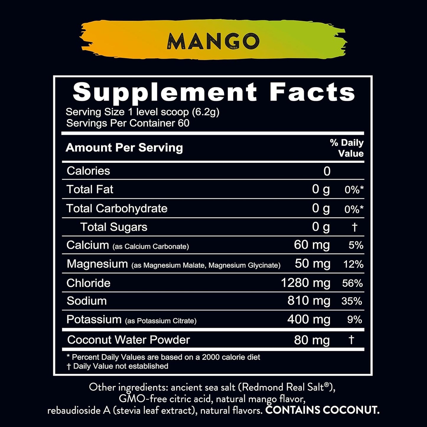 MANGO Re-Lyte Electrolyte Mix - 13.76 oz tub - 60 Servings