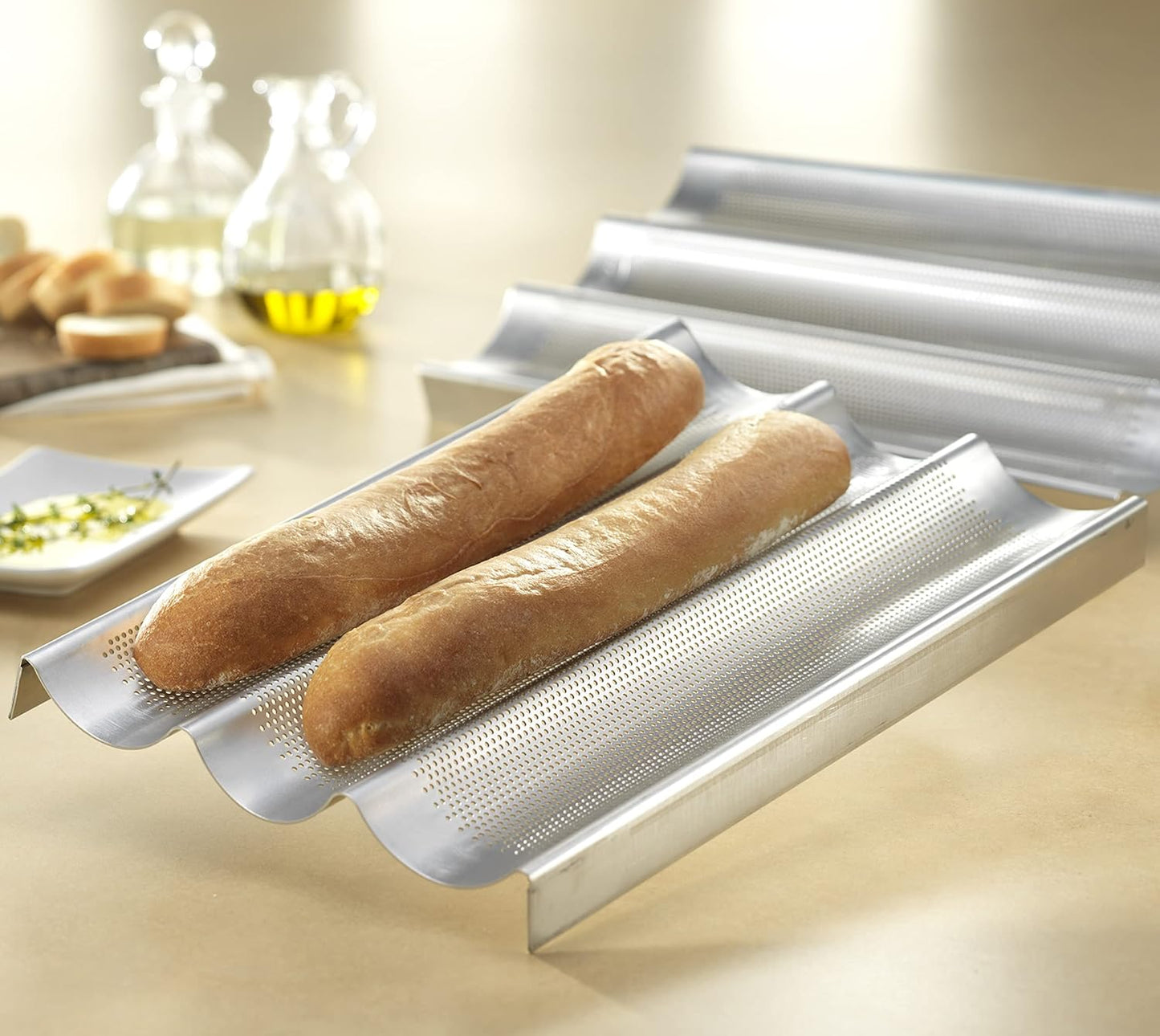USA French Baguette Pan Non-stick  (3 Channel)