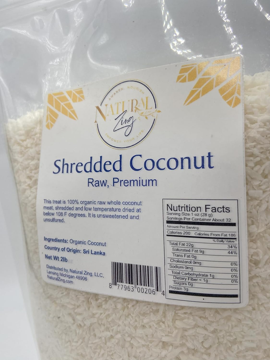 Organic Raw Coconut Flakes - 32oz Bag