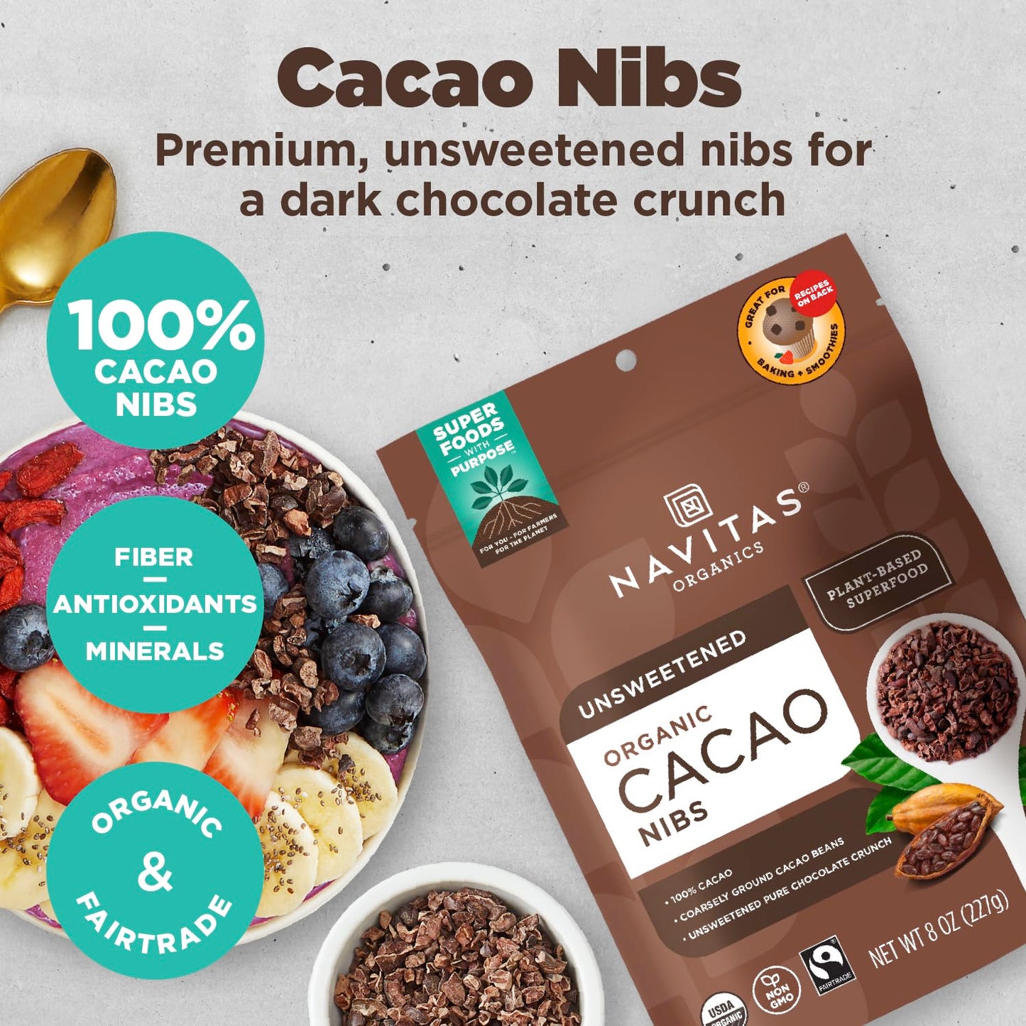 Cacao, Raw Organic Nibs 8oz.