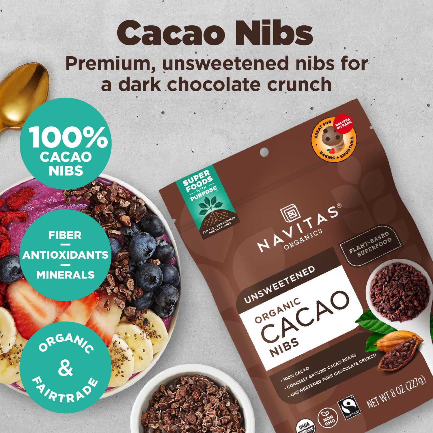 Cacao, Raw Organic Nibs 8oz.