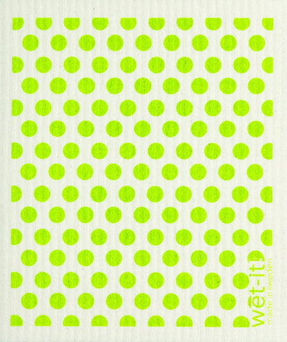 WetIt! Swedish Cloth - Green Dots 6.75in.x8in.