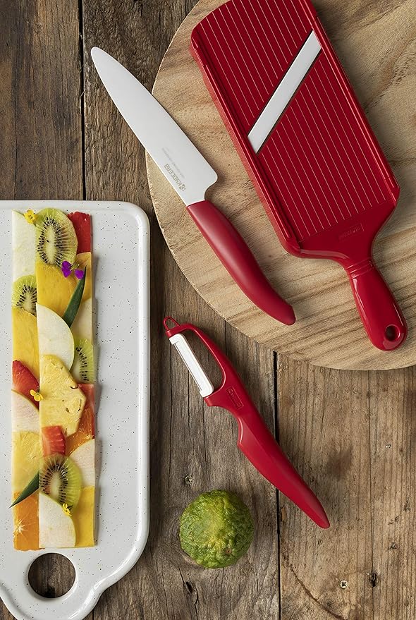 Ceramic Paring Knife, 3 inch Red Handle