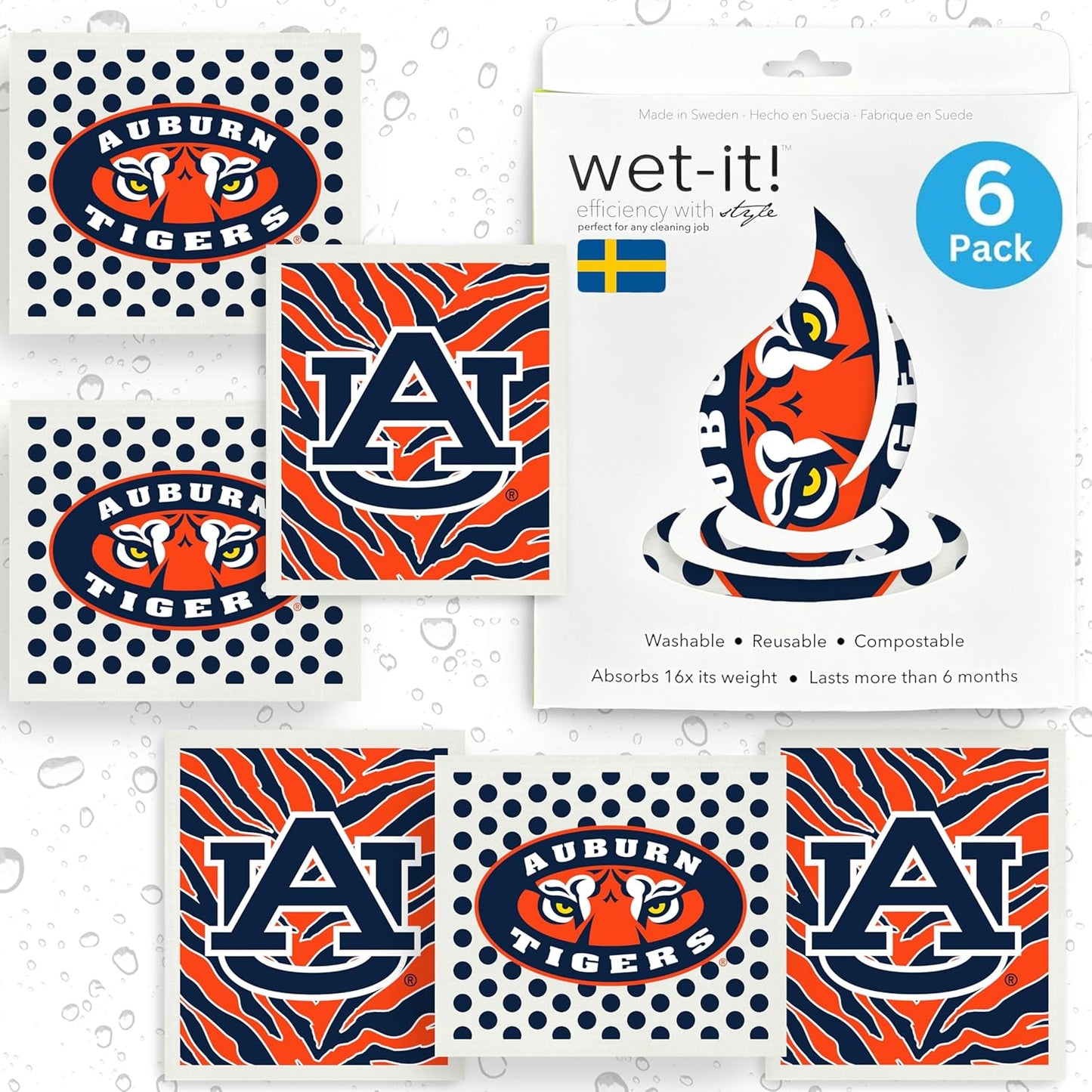 WetIt! Swedish Cloth - Auburn University 6.75in.x8in.