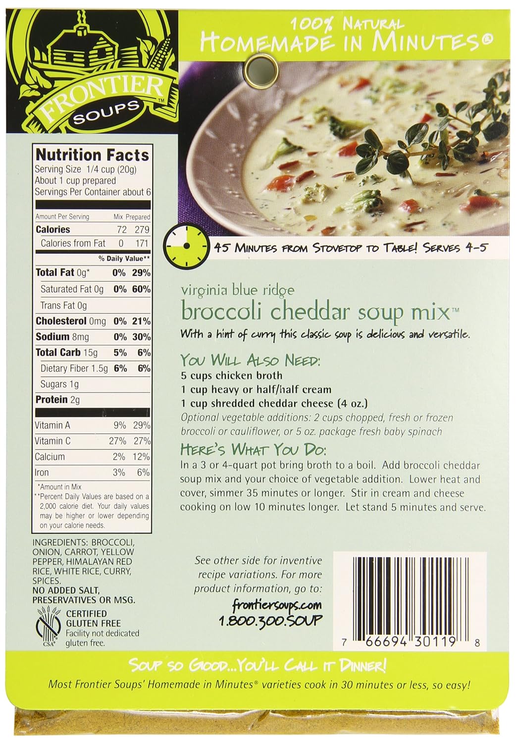 Virginia Blue Ridge Broccoli Cheddar Soup Mix - 5 oz.