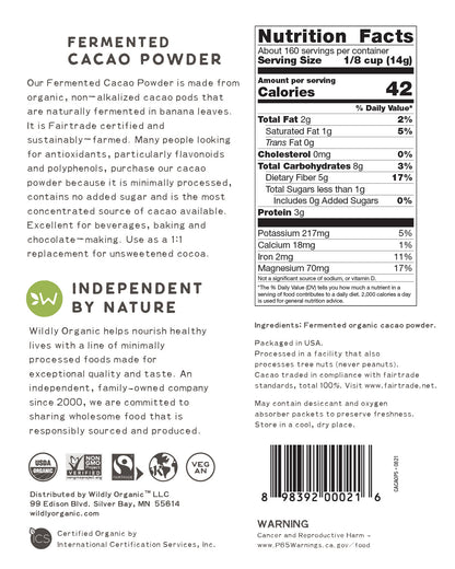 Fermented Cacao Powder Organic, Raw 1 lb.