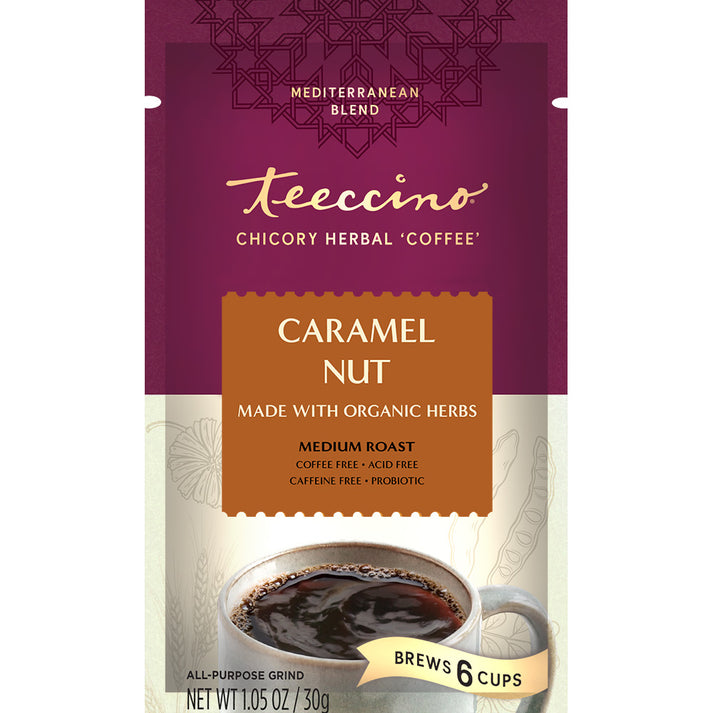 Teeccino Caramel Nut Chicory Herbal Coffee Substitute 1.05oz Trial