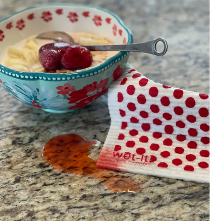 Wet-it! Swedish Cloth - Red Dots 6.75in.x8in.
