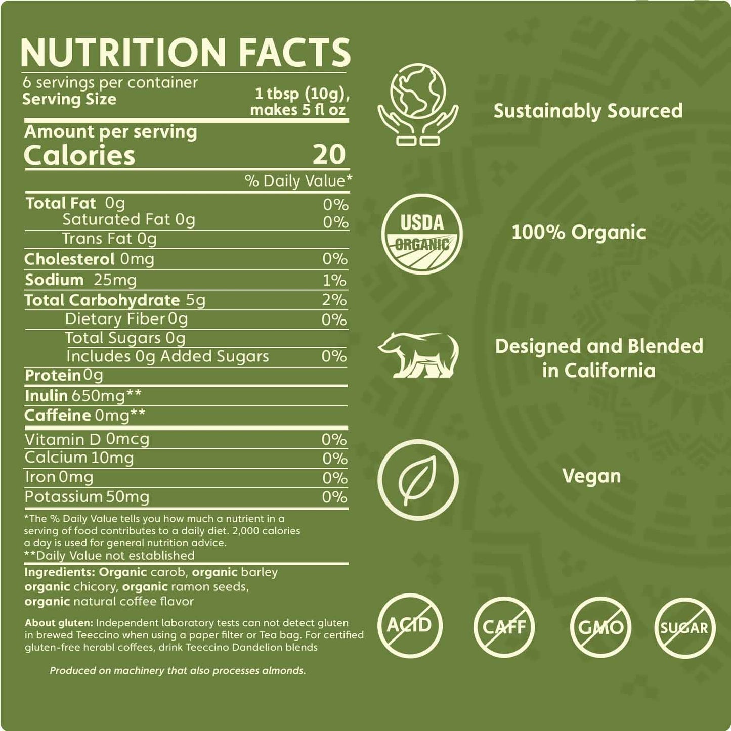 Teeccino French Roast ORGANIC 1.05oz Trial