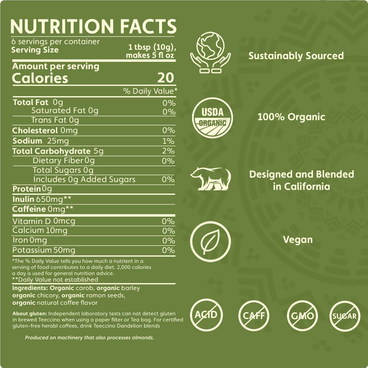 Teeccino French Roast ORGANIC 1.05oz Trial