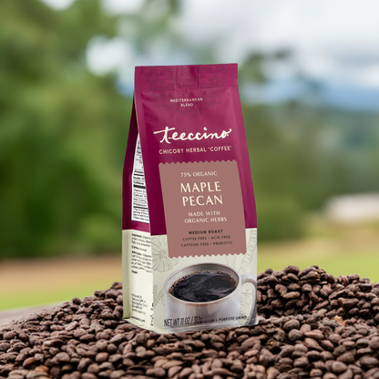 Teeccino Maple Pecan Chicory Herbal Coffee Substitute 11oz. Bag