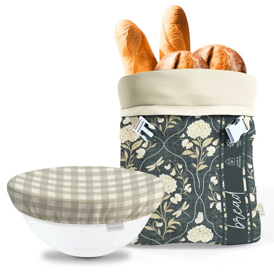 Toile & Tale Bread Bag- Beeswax Lined Baker Set