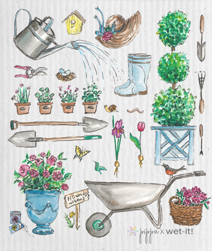 Wet-it! Swedish Cloth - English Cottage Garden 6.75in.x8in.
